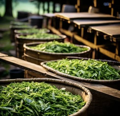武夷山茶园竹匾晒青